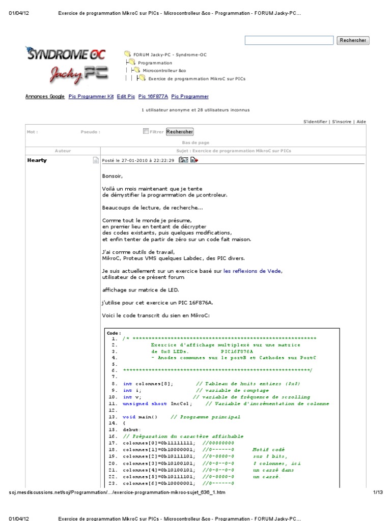 Exercice de Programmation MikroC LCD | PDF | Programmation informatique ...