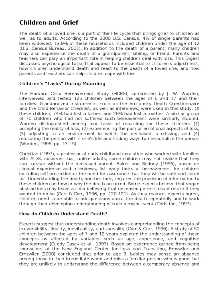 Children and Grief | PDF | Grief | Psychology