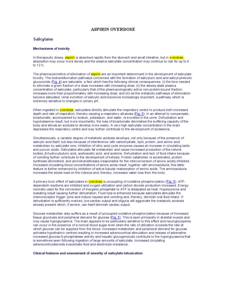 Aspirin Overdose Aspirin Biochemistry