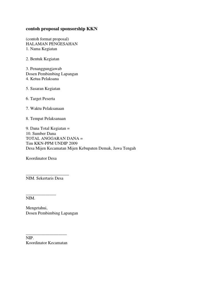 Contoh Proposal Sponsorship KKN | PDF | Karier & Perkembangan | Bisnis