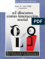 Van Dijk Teun A El Discurso Como Interaccion Social Estudios Del Discurso Introduccion Multidisciplinaria Vol 2