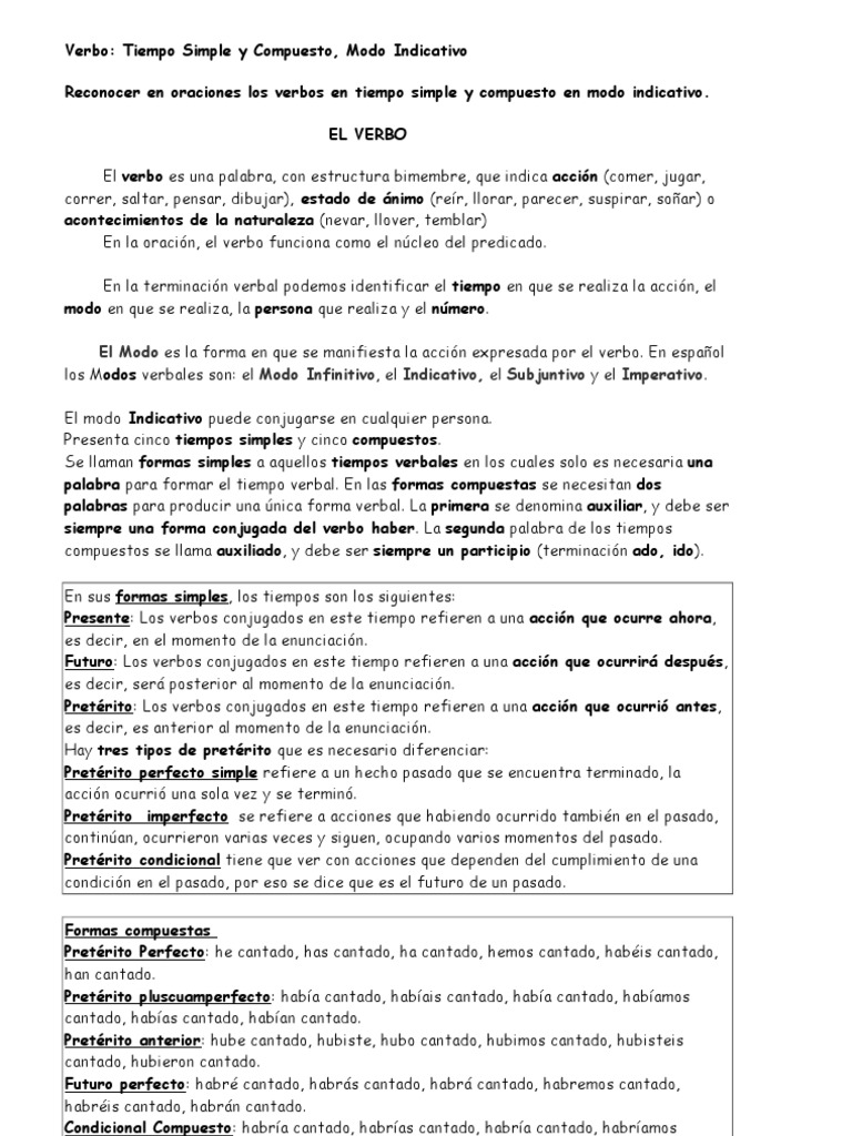 Tiempos Verbales: Simples y Compuestos | PDF | Verbo | Semiótica