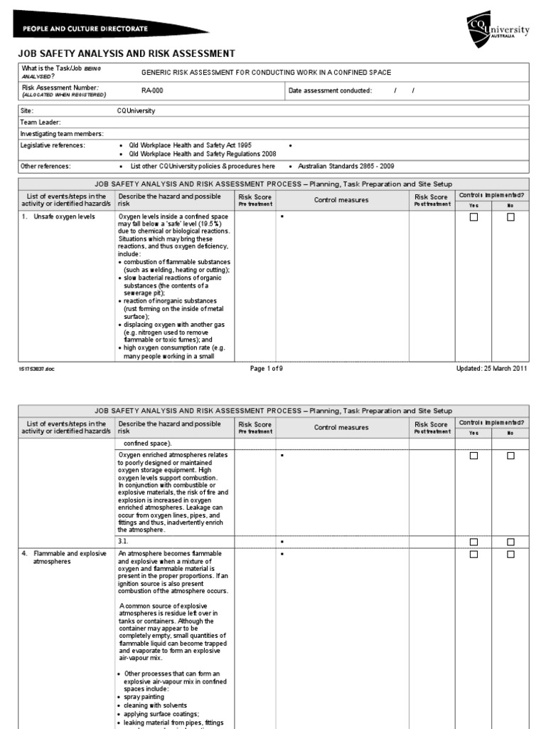 Job Safety Analysis Risk Assess Confined Spaces v2 250311 Kp Safety