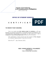 Non Scholar Certificate