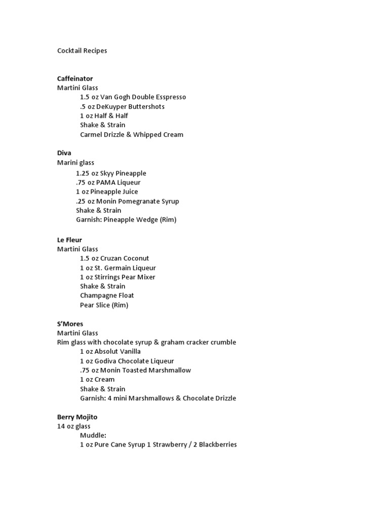 Bar Louie Cocktail Recipes PDF