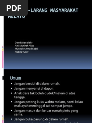 Pantang Larang Masyarakat Melayu Pdf