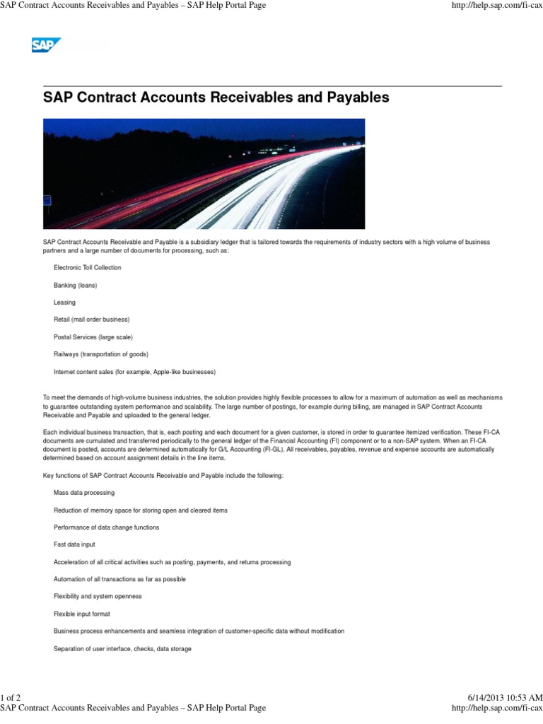 SAP Contract Accounts Receivable Overview | PDF | Invoice | Sap Se