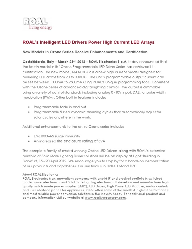 Intelligent LED Drivers Power High Current Arrays :: ROAL Living Energy ...