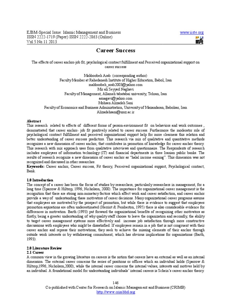 Career Success Pdf Employment Behavioural Sciences