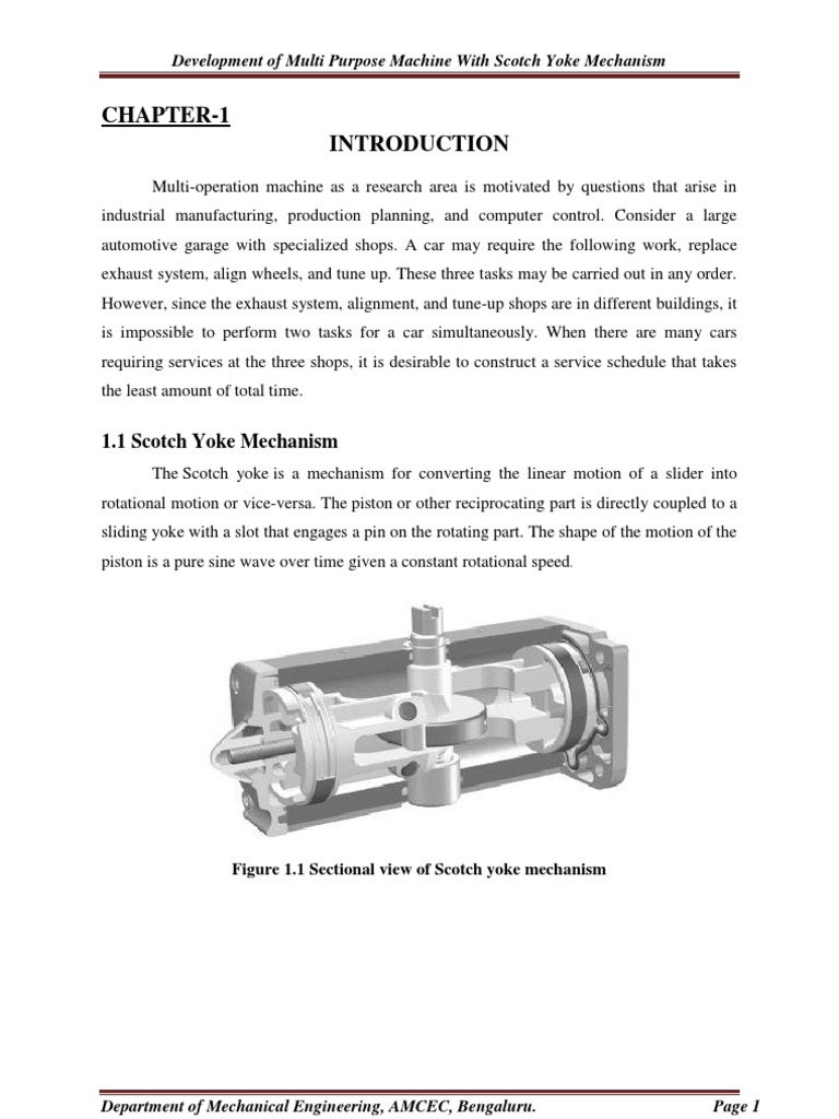 Multipurpose Machines Using Scotch Yoke Mechanism PDF Electric