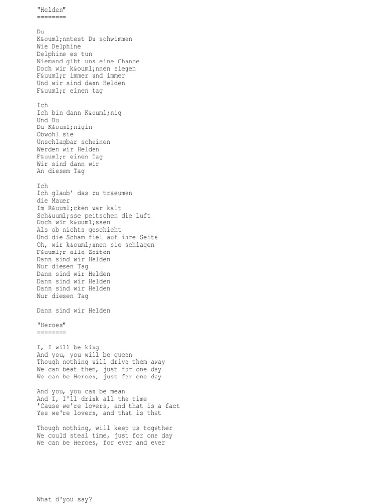 David Bowie Complete Lyrics
