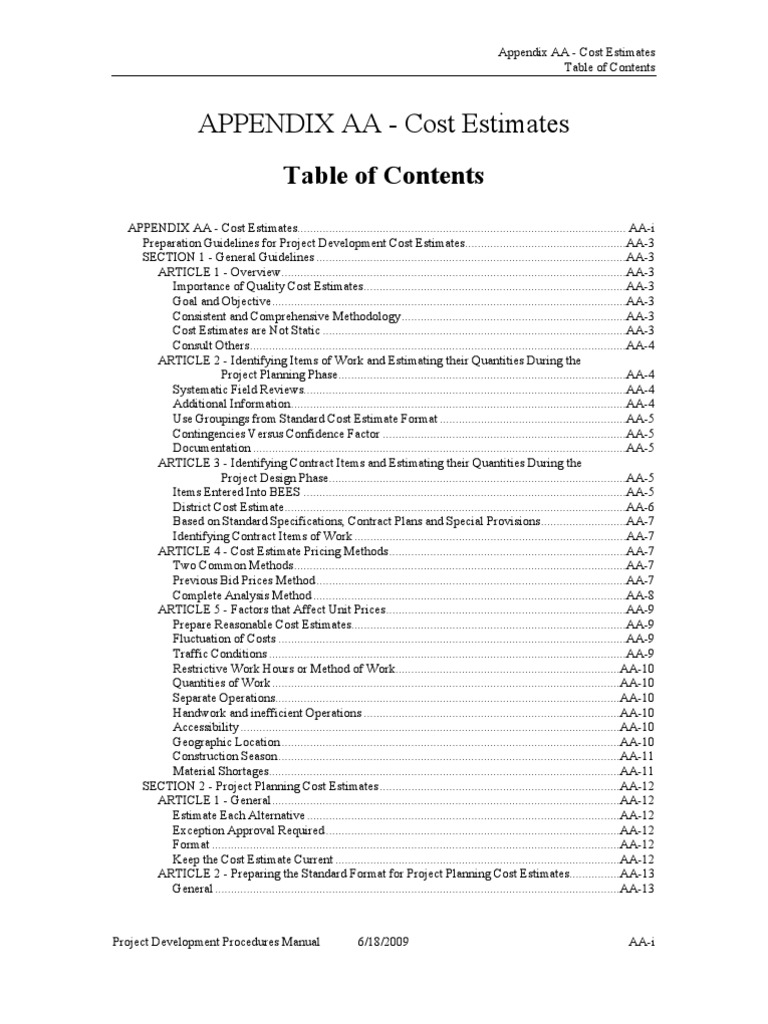 Caltrans Cost Estimate Guidelines | PDF | Project Management ...
