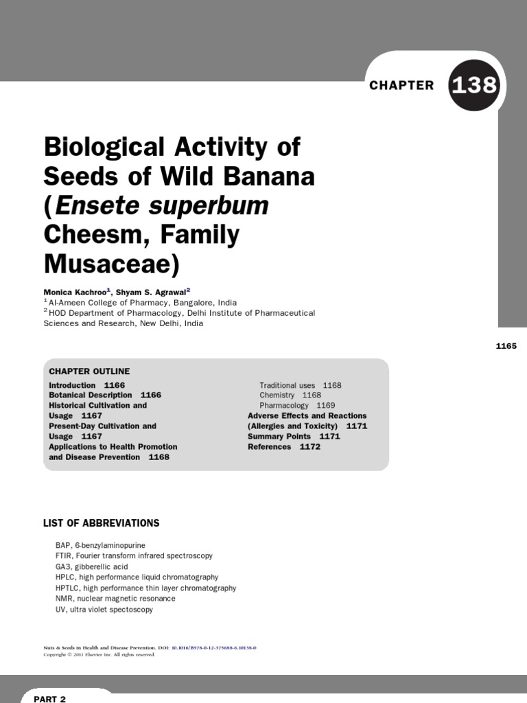 Biological Activity of Seeds of Wild Banana PDF Banana Estradiol
