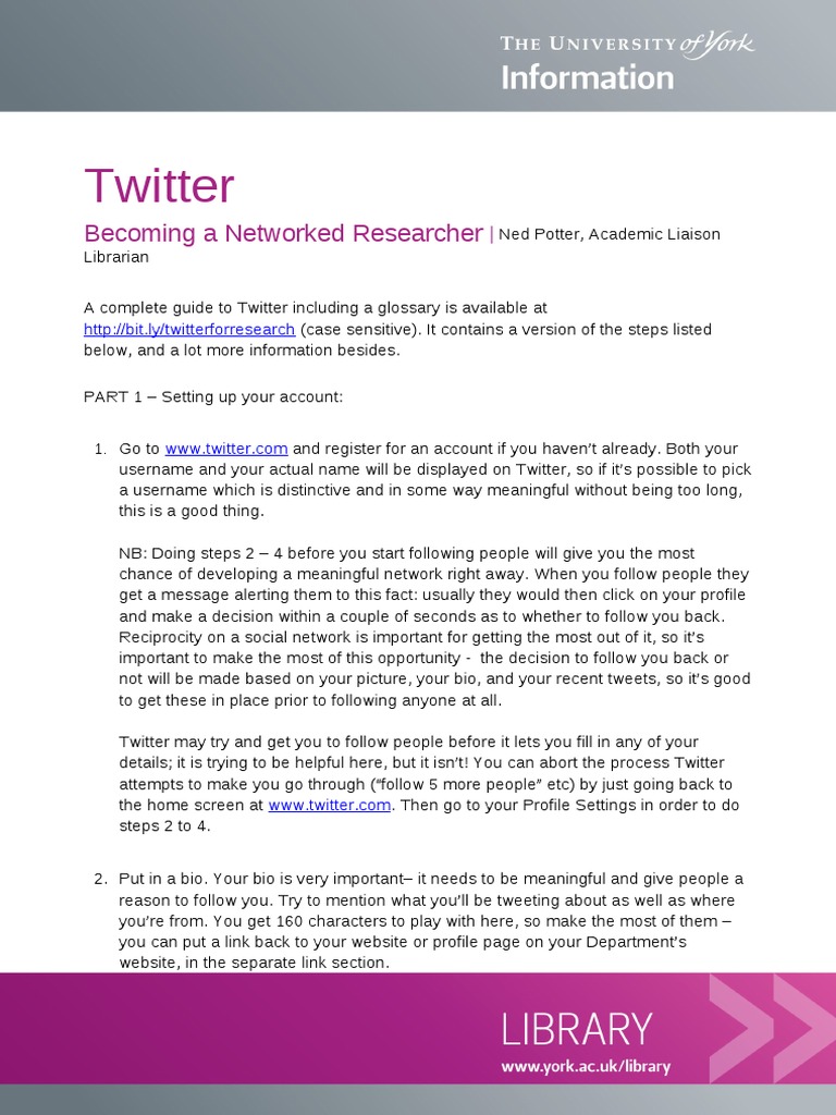 Twitter For Academics: Workshop Handout | PDF | Twitter | Hashtag