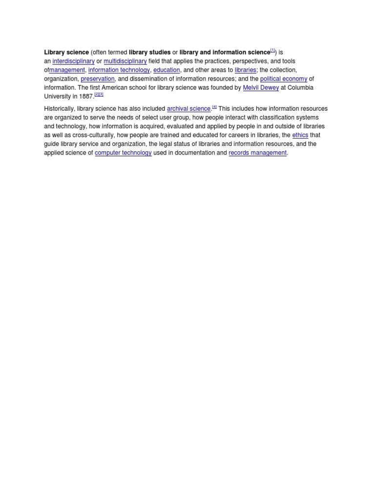 Overview of Library Science Field | PDF | Social Science