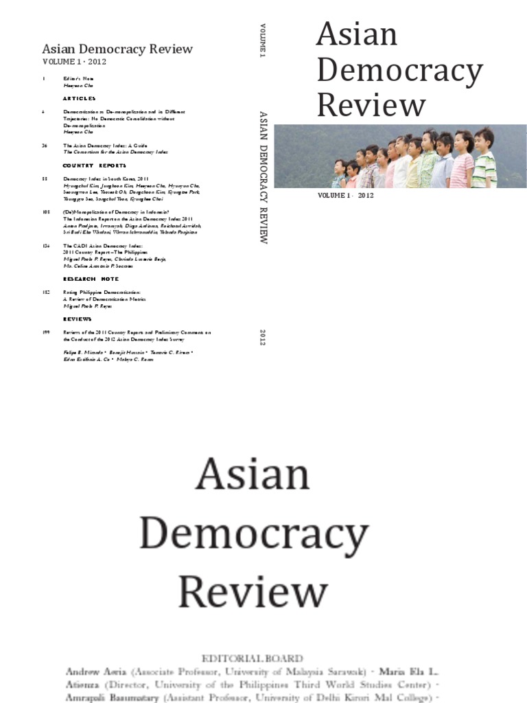 Asian Democracy Review Vol. 1 (2012) PDF | PDF | Democratization ...