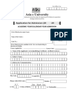 Asia e University: Application For Admission (20 - 20)