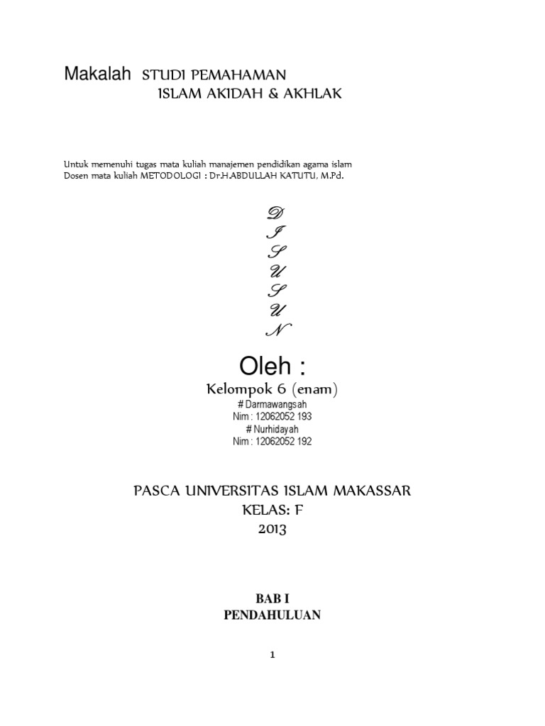 Makalah Akidah Dan Akhlak