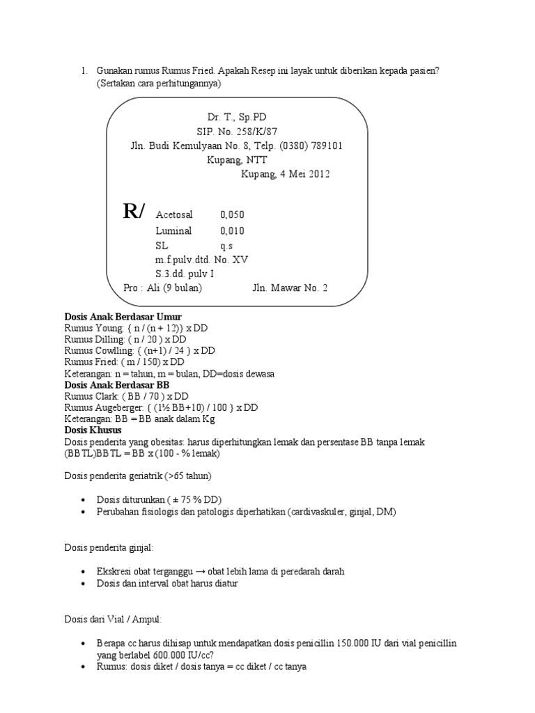 Latihan Soal Praktikum Penulisan Resep