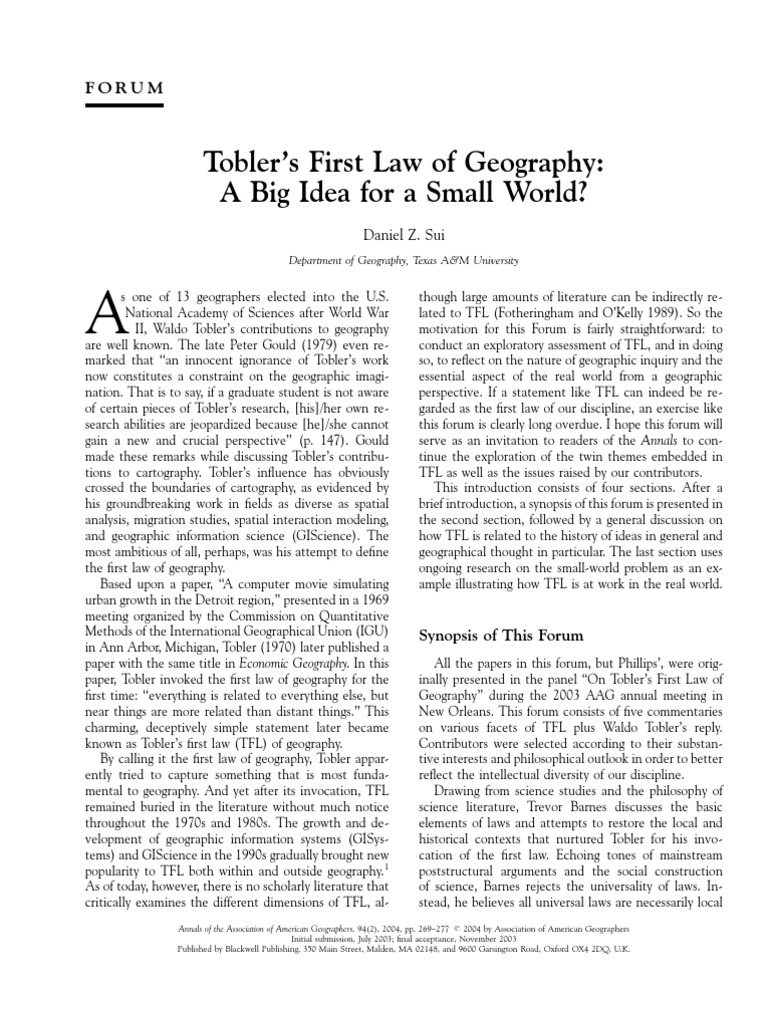 Exploring Tobler's First Law of Geography | PDF | Geography | Science