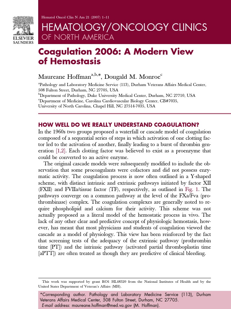 A Modern View of Hemostasis | PDF | Coagulation | Platelet
