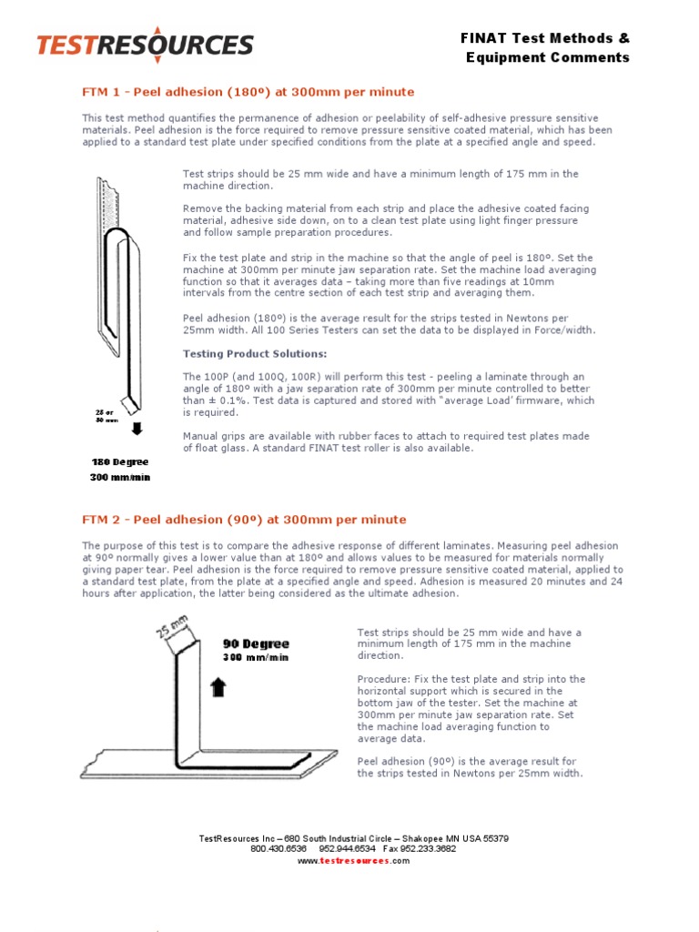 FINAT Peel Adhesion Test Methods | PDF | Adhesive | Adhesion