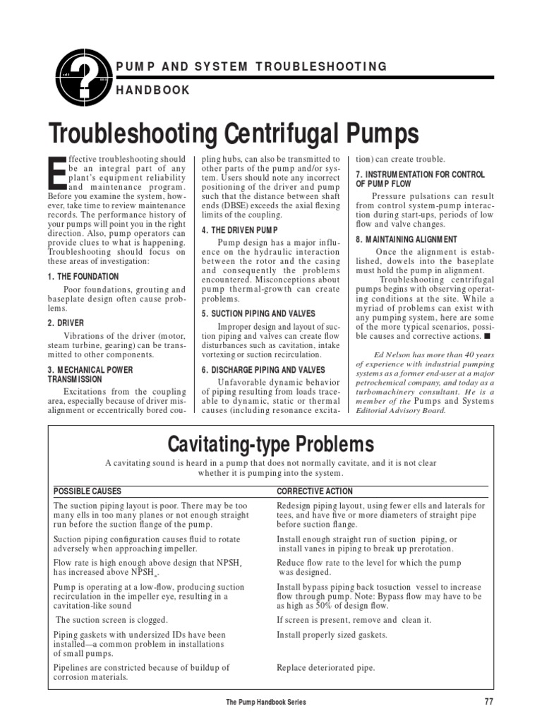 Troubleshooting Centrifugal Pumps PDF Pump Valve