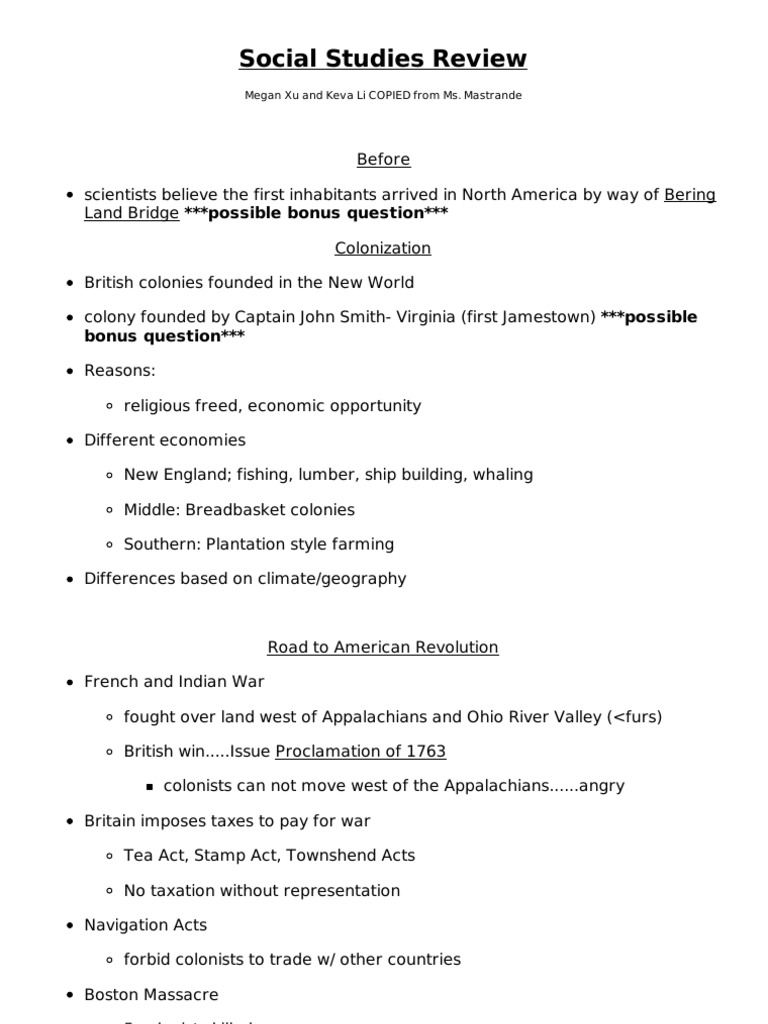 Social Studies Review | PDF | Travel | History