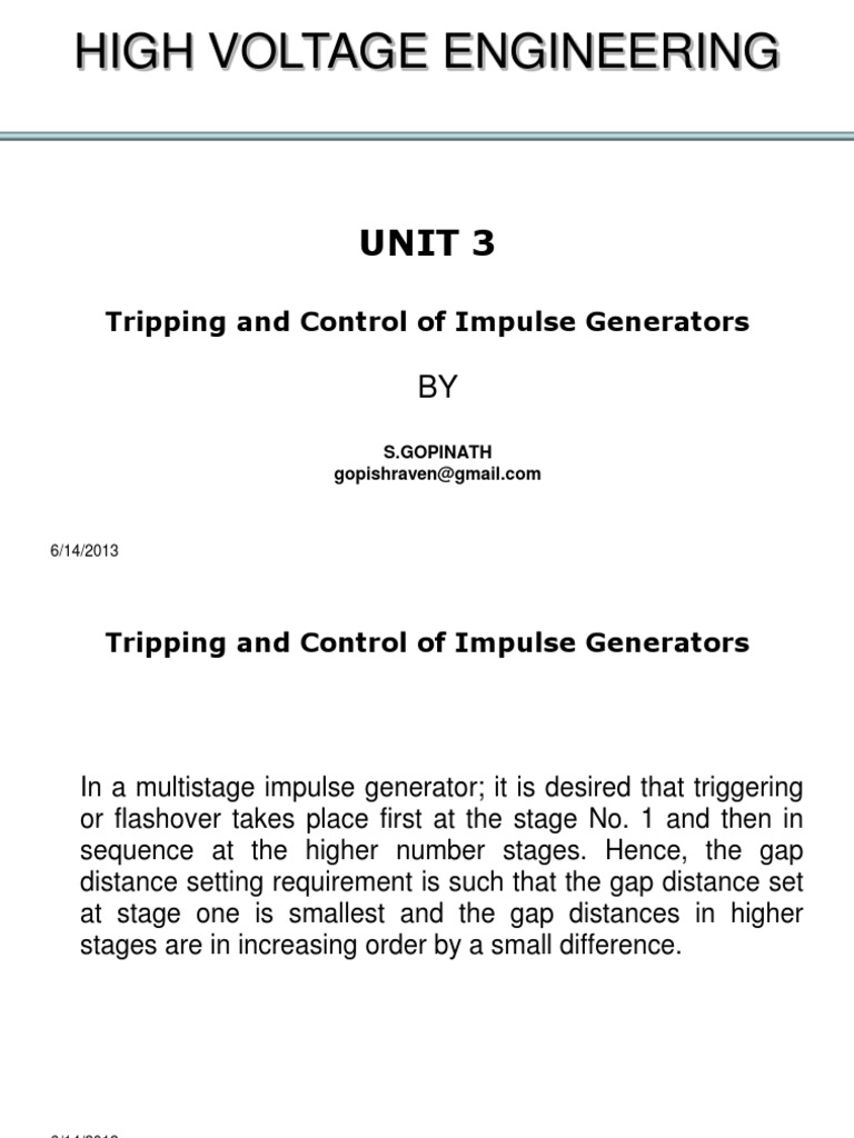 Tripping Control in Impulse Generators | PDF | Electric Generator ...