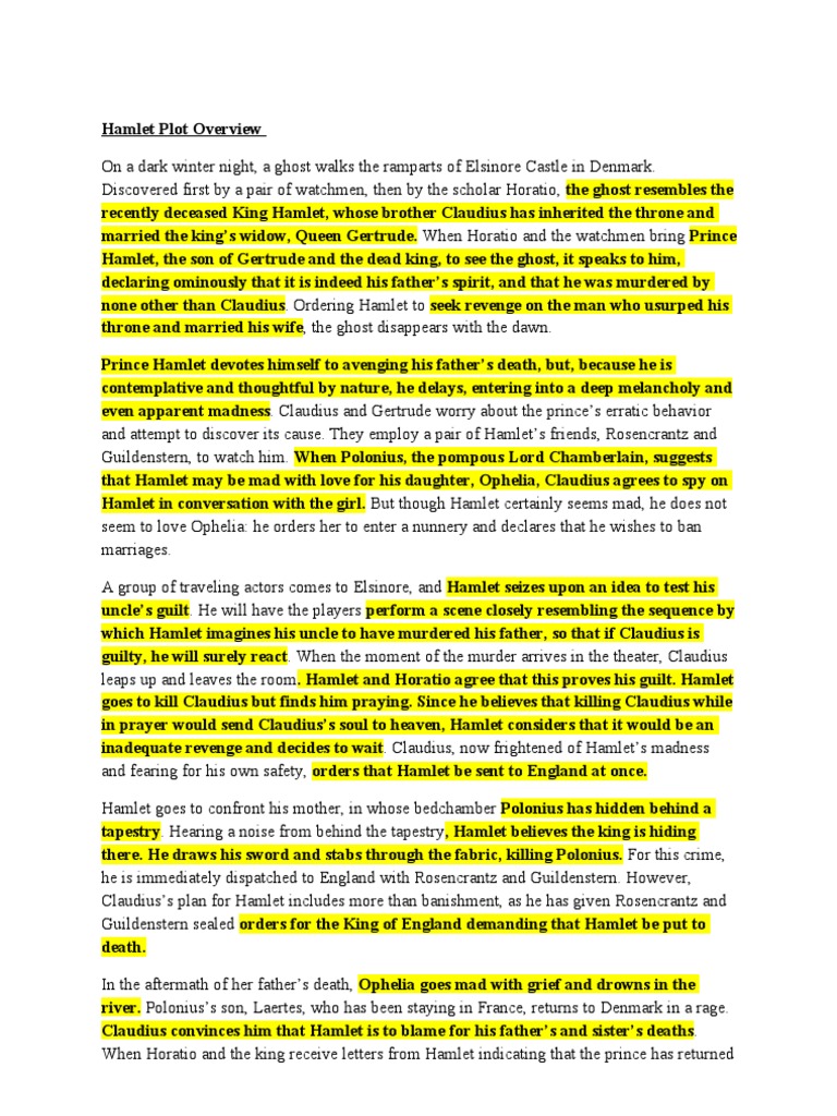 Hamlet Plot Overview PDF Hamlet Shakespearean Tragedies