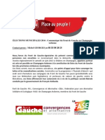 CommuniqueFRONT de GAUCHE - Elections Municipales 2014