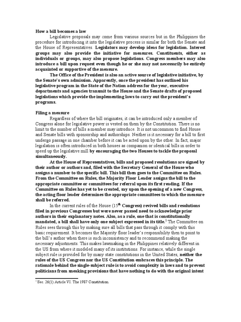 How A Bill Becomes A Law | PDF | United States House Of Representatives ...