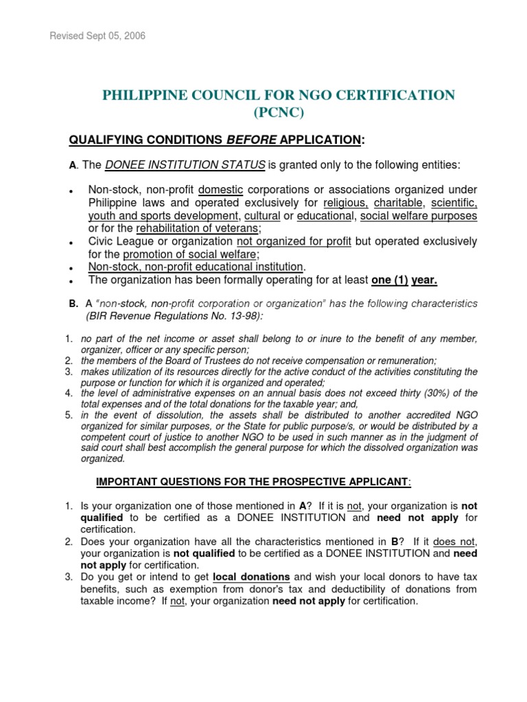 PCNC Certification Eligibility Guide | PDF | Nonprofit Organization ...
