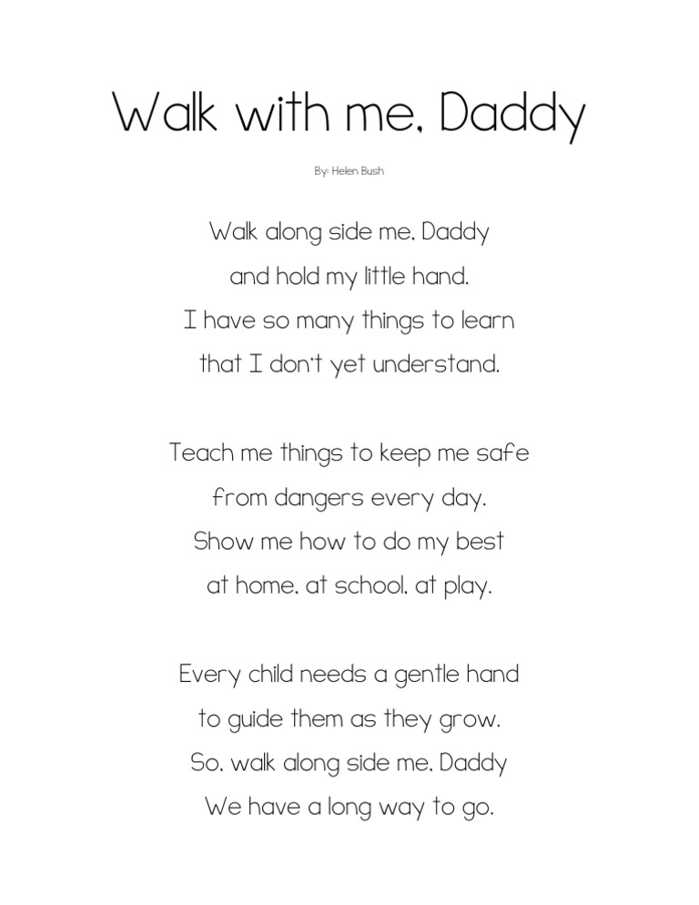 Walk With Me Daddy poem for Father's Day