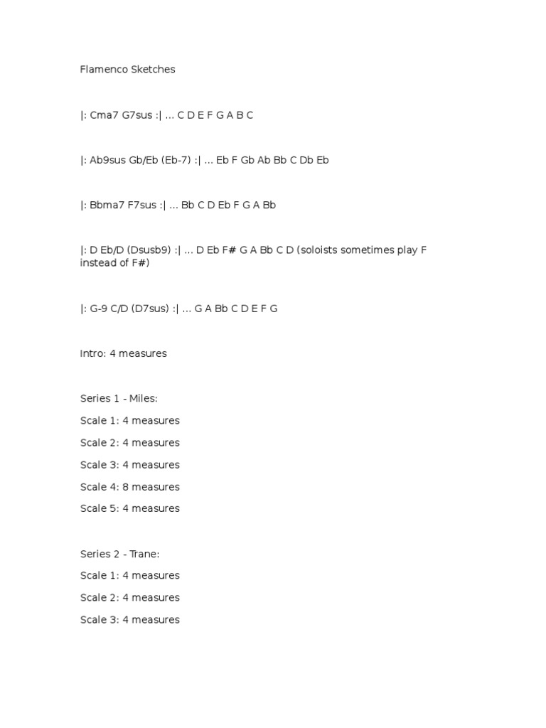 Flamenco Sketches Chord Progression & Soloists | PDF | Jazz Music