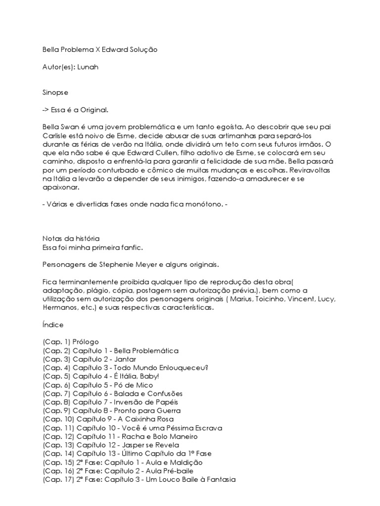 Bella Problema X Edward Solução | PDF | Amor, image size:768x1024