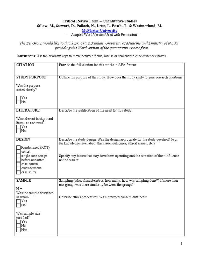 Quanreview Form1 | PDF