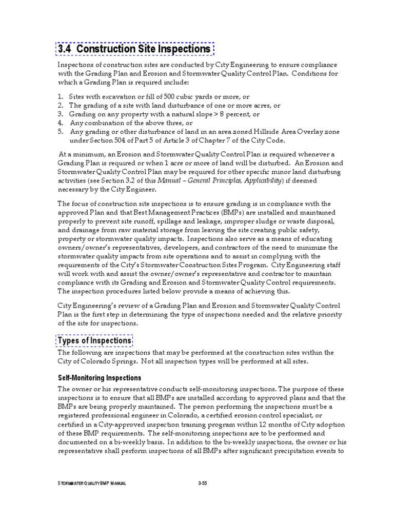 Construction Site Inspections | PDF | Stormwater | Surface Runoff