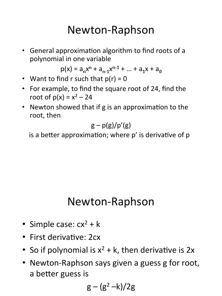 Newton - Raphson: N N N - 1 N - 1 1 0 | PDF