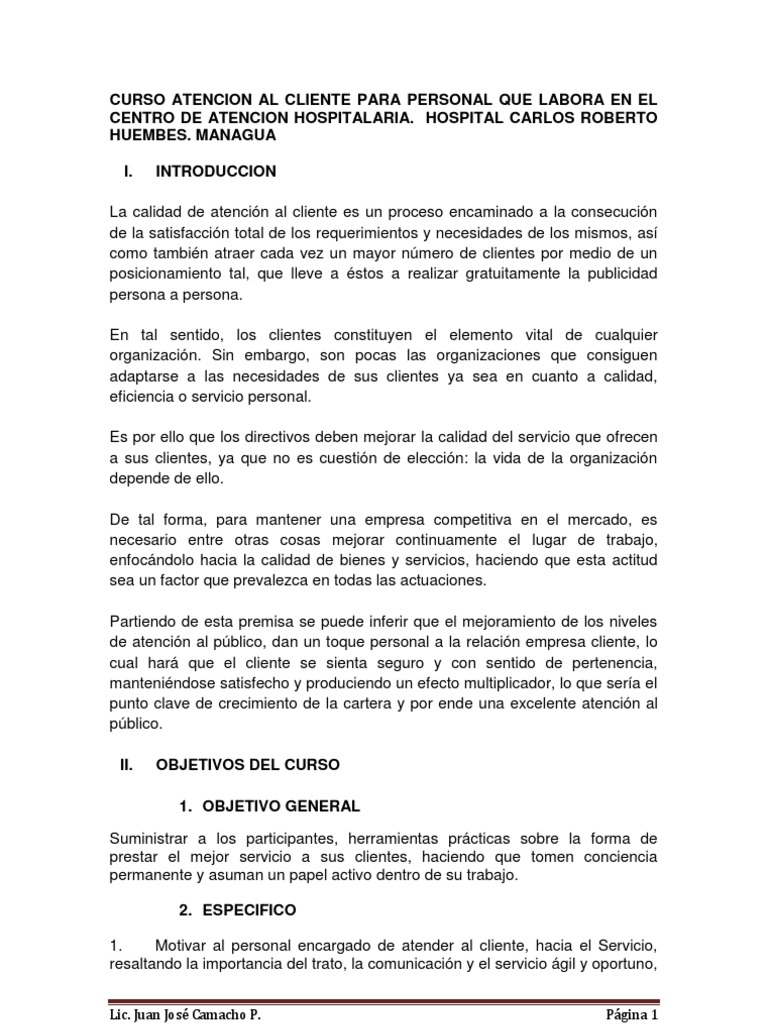 Curso de Atención al Cliente en Hospitales | PDF | Calidad (comercial ...