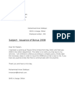 Subject: Issuance of Bonus 2008