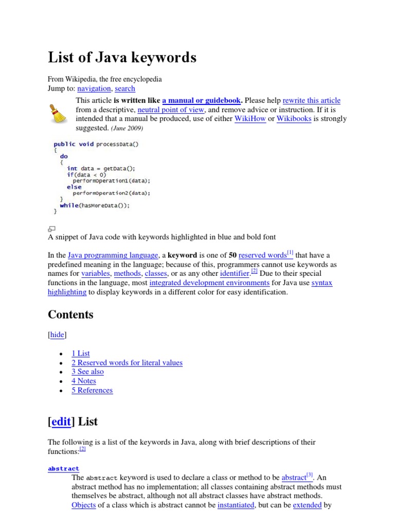 Keywords Of Java Class Computer Programming Method Computer Programming
