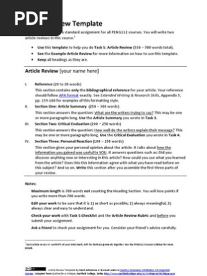 Article Review Template