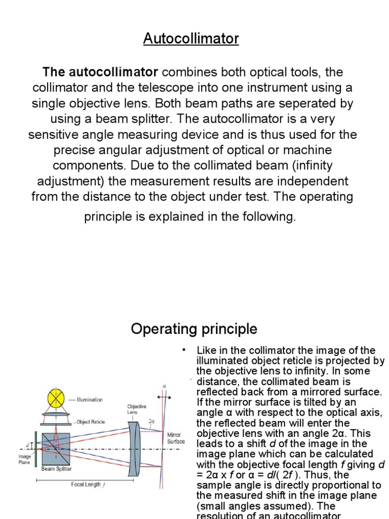 Autocollimator Working Principles Explained | PDF | Lens (Optics) | Optics