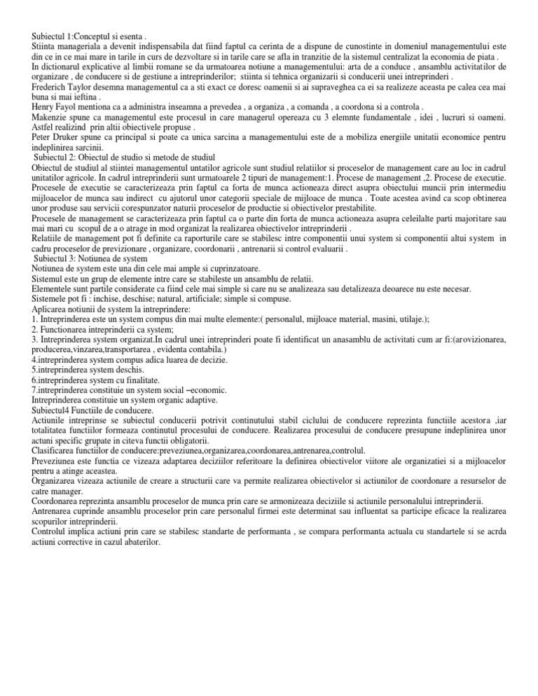 Managementul Unitatilor Agricole | PDF