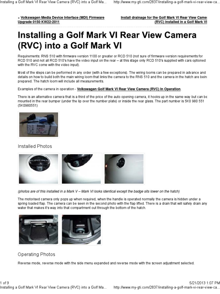 Original Car Radio Rcd510 Cd Usb Aux Rvc Rear View Camera For Golf