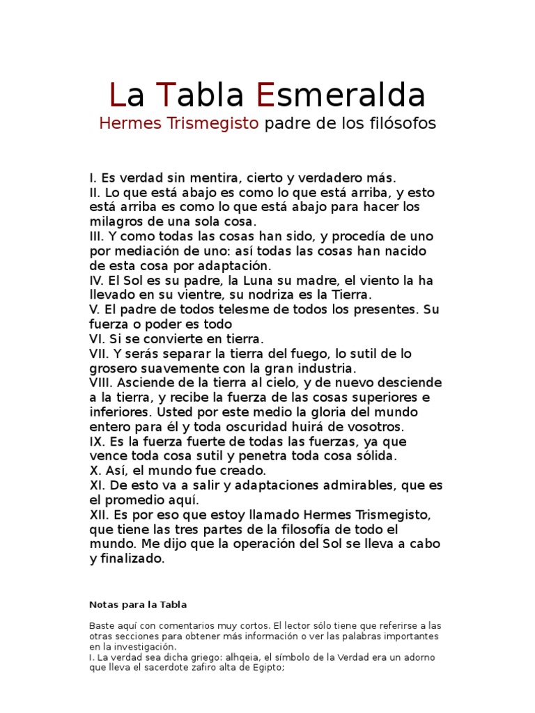 La Tabla Esmeralda PDF Tierra Alquimia
