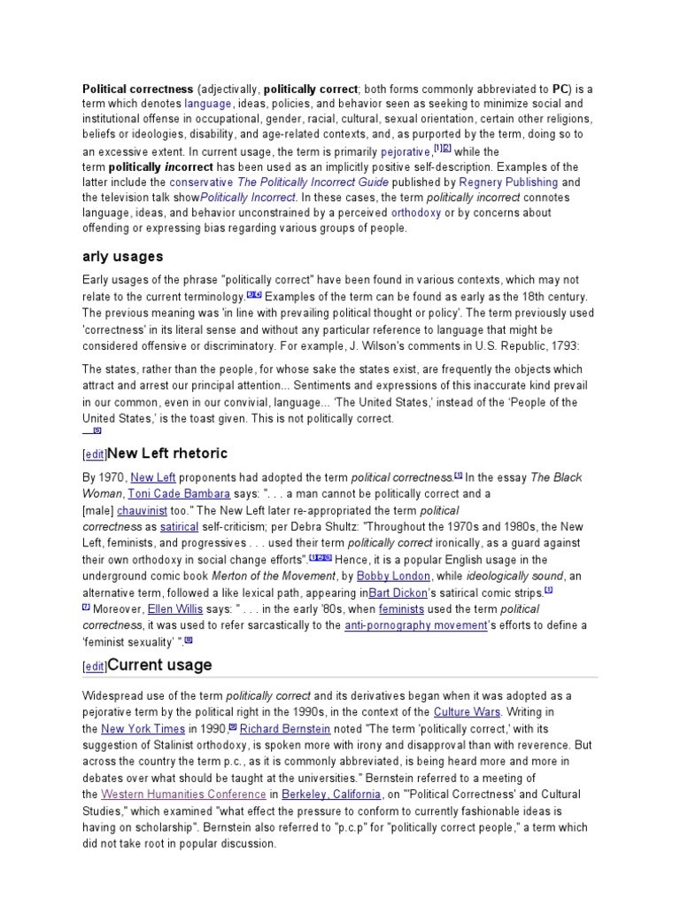 political correctness definition essay
