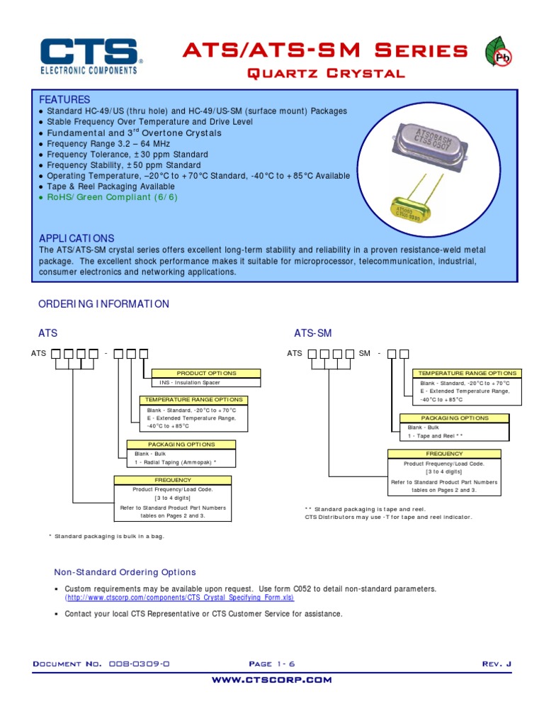 Low Cost Quartz Crystal Specification Sheet PDF Physics Physical Quantities