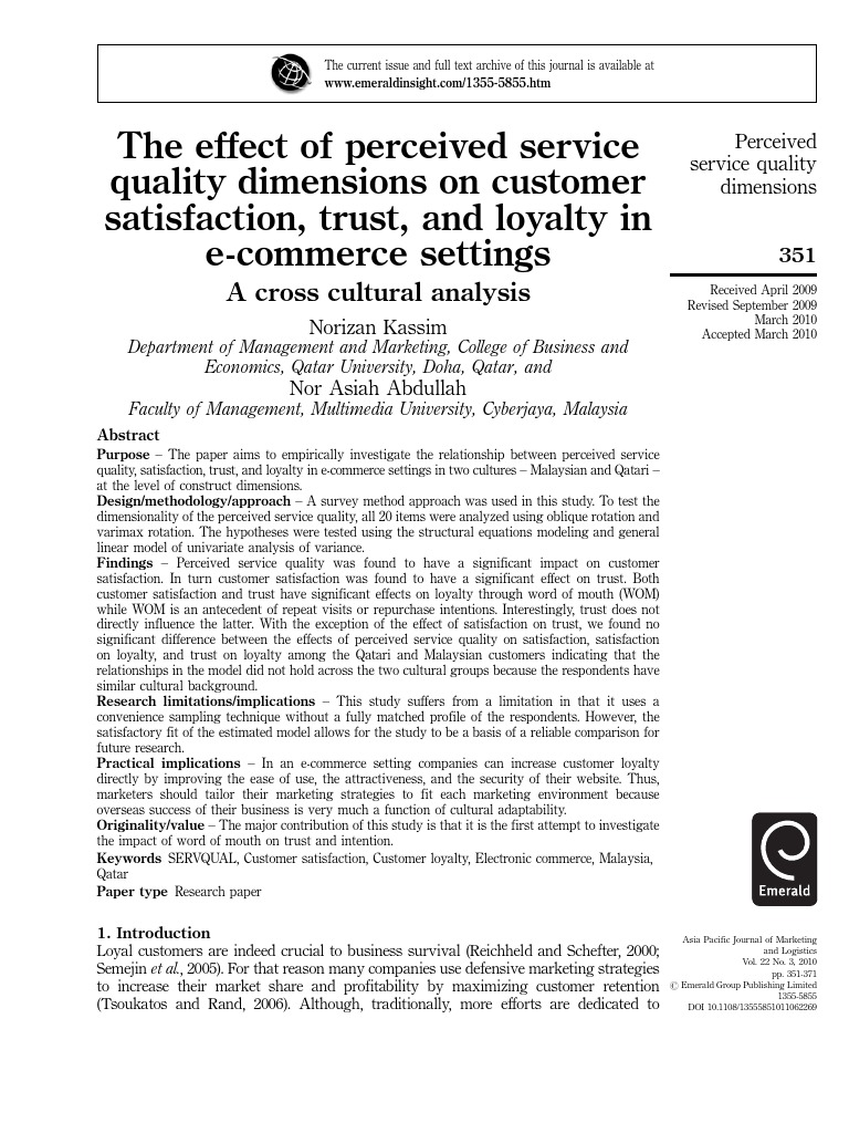 The Effect of Perceived Service Quality Dimensions On Customer ...